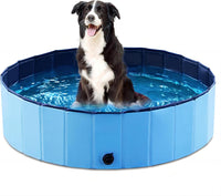 Jasonwell Foldable Dog Pet Bath Pool Collapsible Dog Pet Pool Bathing - M - 39.5" / Mdf Wood Blue
