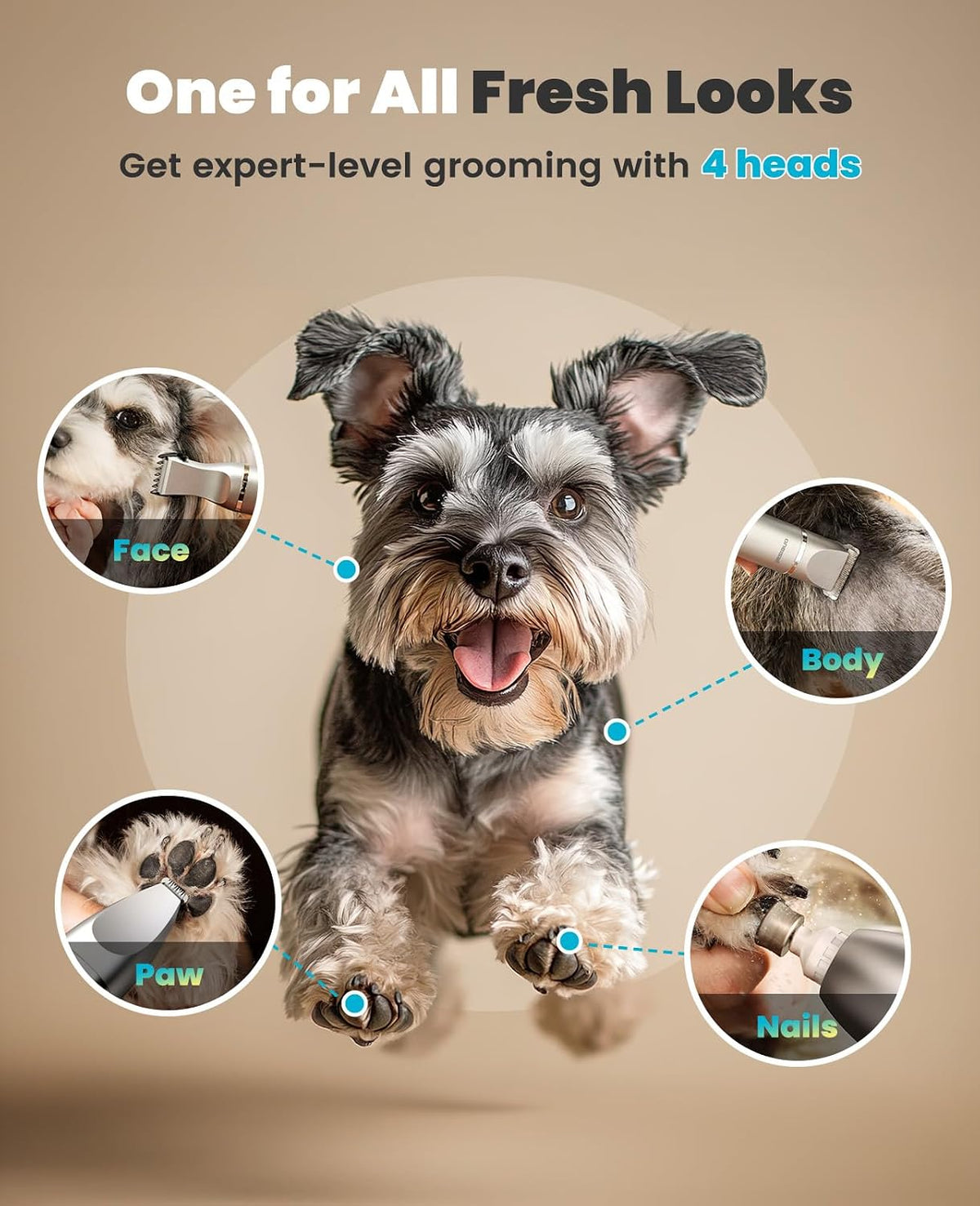 oneisall 4 in 1 Dog Grooming Kit with LCD Display – Essentials for Dogs - Silver - image 2