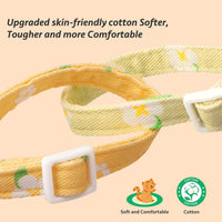 2 Pack Cotton Cat Collar Pink Strawberrie White Heart Cute Kitten - Green&Yellow - image 4