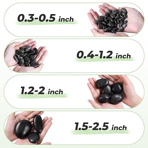 SIDONG 10 lbs Black River Rocks, 1.2-2 Inches Polished Pebbles for Indoor Plants, Aquarium Rocks Used in Fish Tank, Decorative Stones for Plants, Vases, Home Décor, Crafting, Garden Landscaping