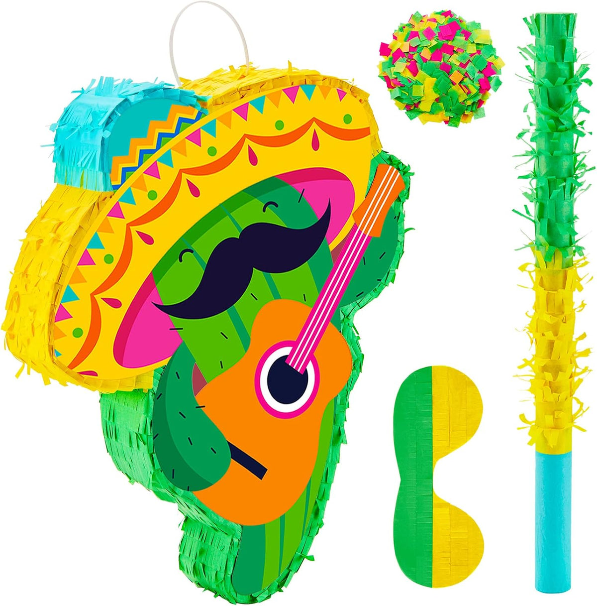 Lewtemi 17.3 inch red chili pepper pinata set with blindfold, pinata stick and confetti - view 2