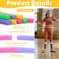 Vinsot plastic hoops for kids, 16 multicolor snap-together exercise hoops - view 12