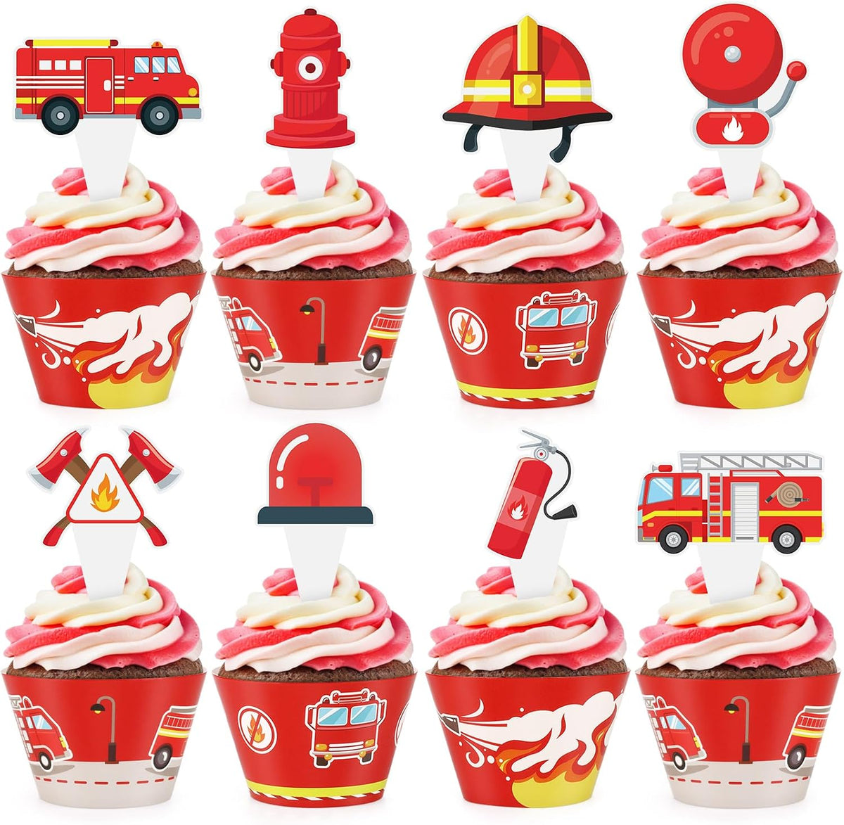Hooqict carnival circus cupcake toppers and wrappers set, 48 pieces - view 4