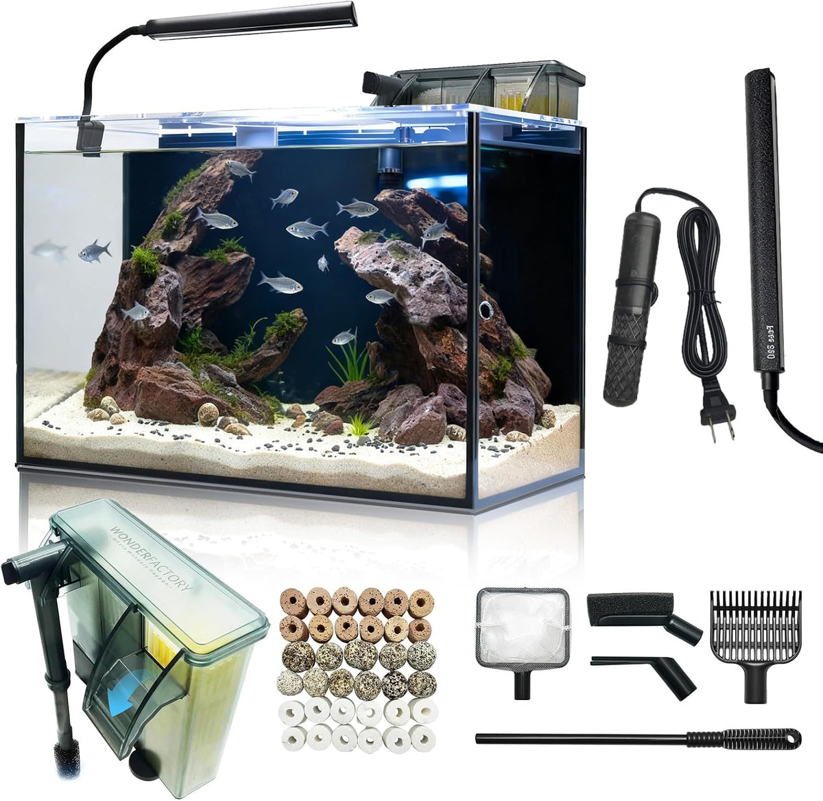 10 Gallon Aquarium Set Glass Fish Tank - 10 Gallon