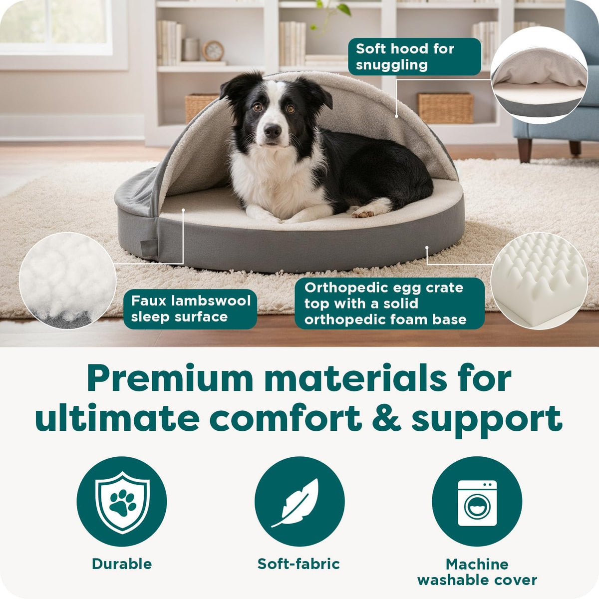 Furhaven 35" Round Orthopedic Dog Bed for Large/Medium Dogs w/ - Espresso / Large - image 4