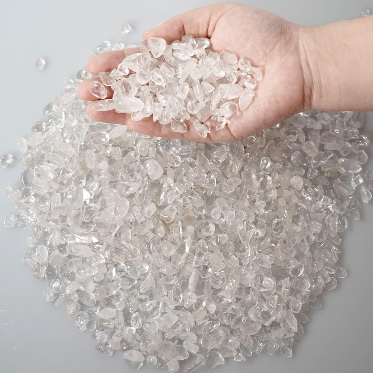 gemshan 2lb Rose Quartz Chips Natural Crushed Crystal Chip Bulk - Clear Quartz - image 2