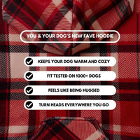 Spark Paws Human Hoodie, Matching Dog and Owner Clothes - Small / Red Plaid - image 4