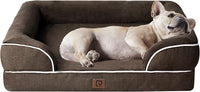 EHEYCIGA Orthopedic Dog Bed for Medium Dogs, Waterproof Memory Foam Medium Dog Beds with Sides, Non-Slip Bottom and Egg-Crate Foam Pet Couch Bed with Washable Removable Cover, Brown
