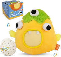 Petbobi Interactive Dog Toys for Boredom - Moving Dog Toy for Stimulating Play, Pet Plush Squeaky Ball for Small Medium Breeds with 4 Batteries, Sunny Boy Bobby