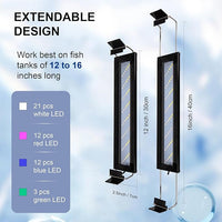 Led Aquarium Light, Full Spectrum Fish Tank Lights, Small 5/10 Gallon Freshwater Fishtank Hood Lighting for Grow Fish, Plants, Adjustable from 12 to 16 Inch