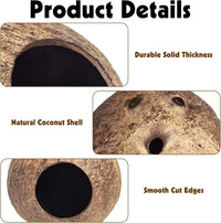 PINVNBY 2 PCS Natural Coconut Reptile Hideouts Lizard Coco Hut Hermit - Smooth Surface / High-Crowned Style, 2PCS - image 3