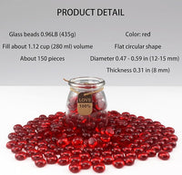 0.96LB Glass Beads Vase Filler Aquarium Gravel Decor Flat Glass Marbles Gems Pebbles Fish Tank Rocks Home Decorative Art Craft - Red