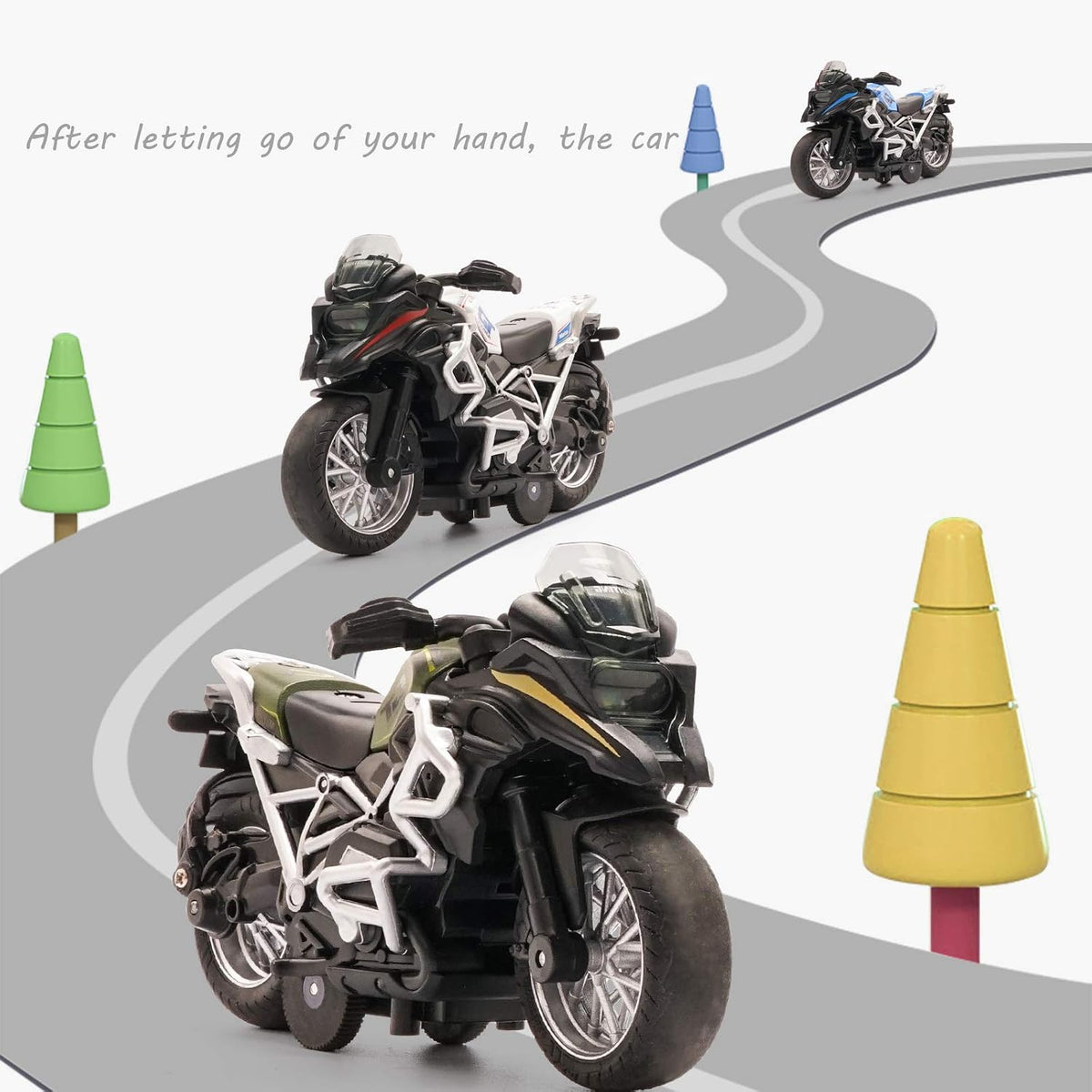 MING YING blue diecast motorcycle toy with sound and light - view 7