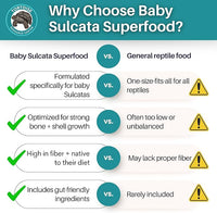 Premium Baby Sulcata Tortoise Food Powder with Calcium | Complete Diet for Baby Sulcata Tortoises | High Fiber, Low Protein with Probiotics for Growth & Shell Health | 4.5 oz Bag | 30-Day Supply