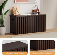 UEV Storage Bench,39.4" Wood Box, Storage Trunk with 2 Safety Hinges, Ottoman Storage Chest, Fluted Storage Bench for Bedroom, Entryway, Living Room (Walnut)