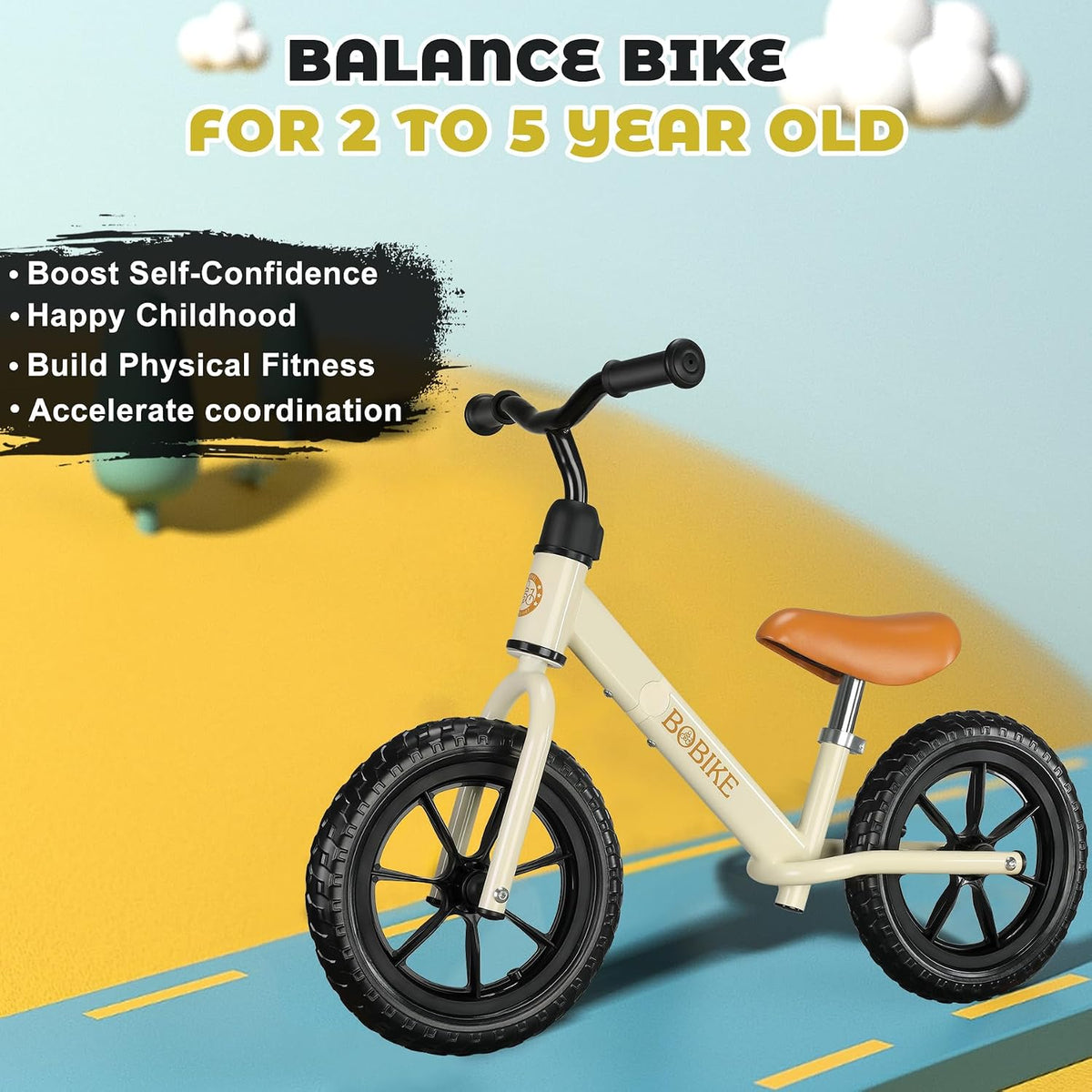 Bobike Toddler Balance Bike Toys for 2 to 5 Year Old Girls Boys - White / Classic - image 2