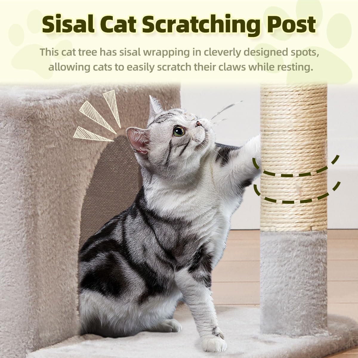 Taoqimiao 32.2in Cat Tree with Toy - Light Gray / 32.2 inch - image 3