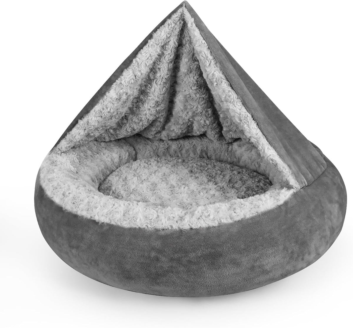 JOEJOY Small Dog Bed Cat Bed with Hooded Blanket - M(26" x 26" x 8") / Dark Grey