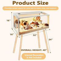 Prolee Hamster Cage with Legs Chew Proof Hamster Habitat Guinea Pig Cages, Hamster House, Hamster Cages and Habitats (32" L x 16" W x 40" H, Thick Wood Roof)
