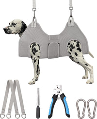 Dog Grooming Hammock Harness, Small Dog Groming Sling - XXL (120 LB Max) Silver Grey 16-27in