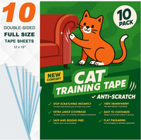 Anti-Scratch Tape for Furniture, Stop Cats from Scratching Couch - 12" x 15" ( 10 Sheets ) Cat Scratch Tape