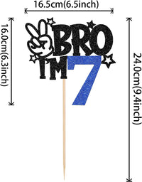 1 PCS Brother I'm 7 Cake Topper Glitter Star Happy 7th Birthday Cake - Blue 7th - image 2