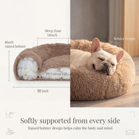 Small Calming Dogs Bed for Small Dogs Anti-Anxiety Machine Washable - Brown / 30 inches - image 4