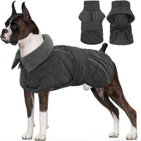Kuoser Large Dog Coat, Fleece Lined Dog Winter Jacket with Harness Hole, L – Essentials for Dogs - X-large (Chest: 24.4" - 29.92") / Silver Grey
