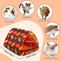 UPINS 2 Pack Guinea Pig Hideout, Washable Small Animal House Bed – Daily Care for Small Pets - 7.9 x 6.8 inch / Orange Green Leaf - image 2