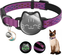AirTag Cat Collar, Reflective Breakaway Collar - Rose / Small(9-13inch)