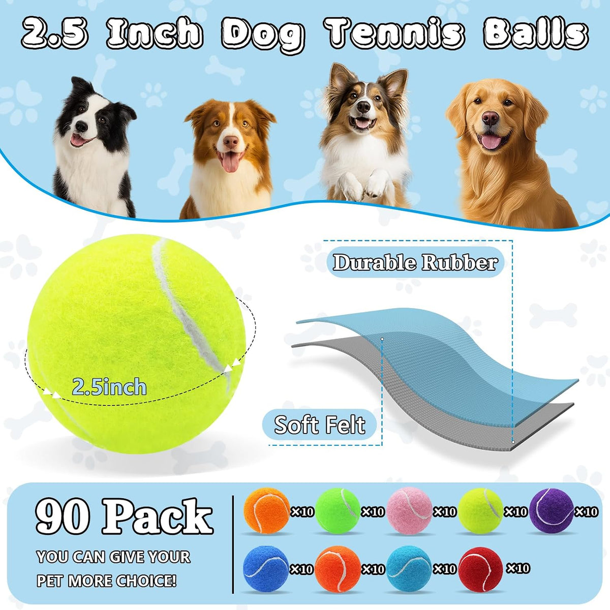 Magicorange Tennis Balls for Dogs - Multicolor / 90 Pack - image 2