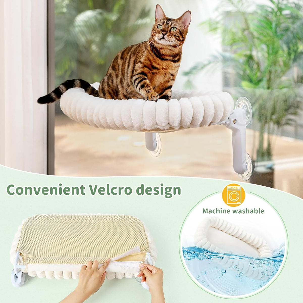 Sunhoo Foldable Cat Window Perch - White / 23.62"L x 11.8"W x 9.45"TH - image 3