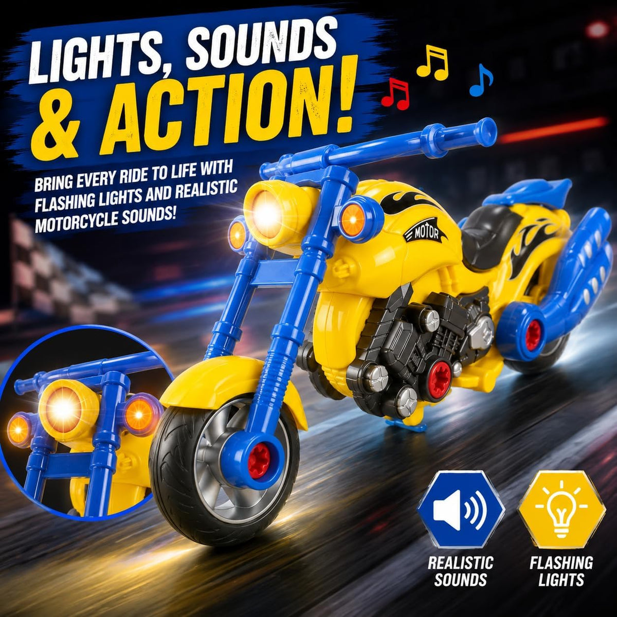 Take-Apart Motorcycle with Electric Drill, Lights - Motorcycle - image 3