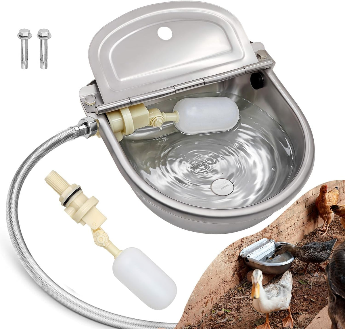 Automatic Water Dispenser Dog Water Bowl 304 Stainless Large Pet - Stainless Steel / Large