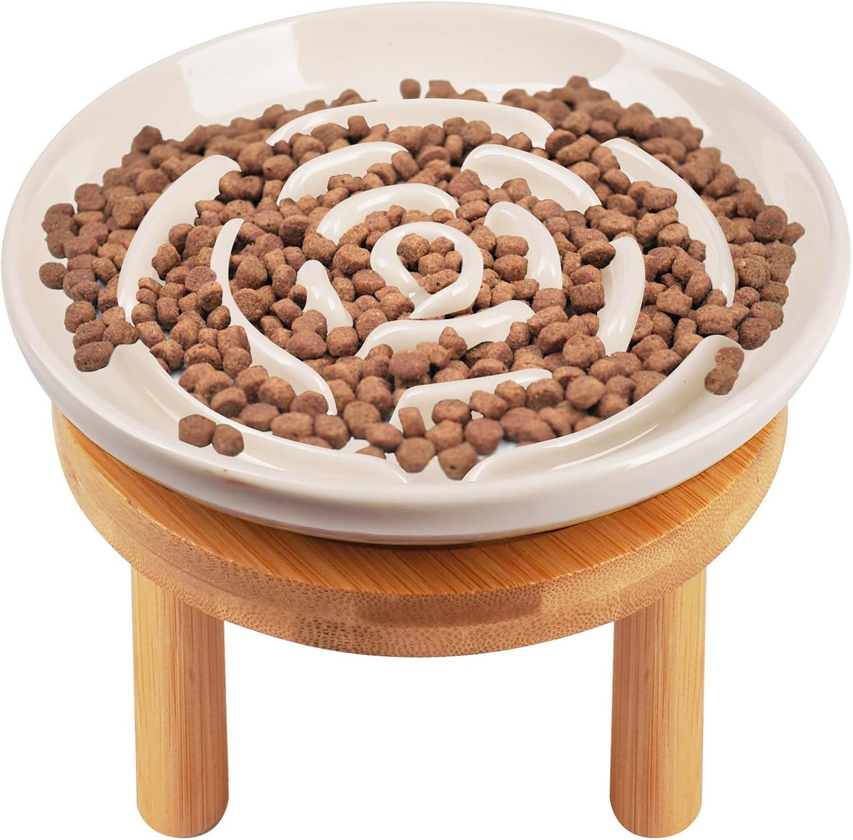 Elevated Slow Feeder Cat Bowls - apricot / elevated slow feeder with stand