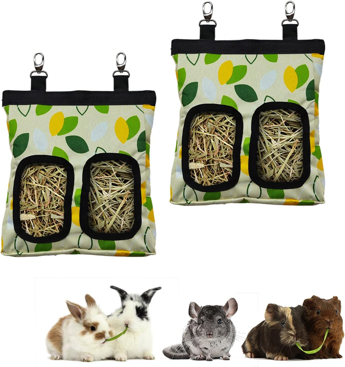 RIOUSSI Guinea Pig Hay Feeder - GreenleavesX2 / M - 13"x9"x2"