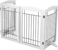 Spirich Free Standing Foldable Wire Pet Gate for Dogs, 80 inches Extra Wide, 30 inches Tall 4 Panels Dog Gate for the House, Doorway, Stairs, Pet Puppy Safety Fence,Set of Support Feet Included, White