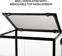 REPTIZOO 45 Gallon Glass Reptile Terrarium 24" x 18" x 24" Knock-Down Reptile Tank with Double Hinge Door and Top Screen Ventilation Easy Assembly Terrarium