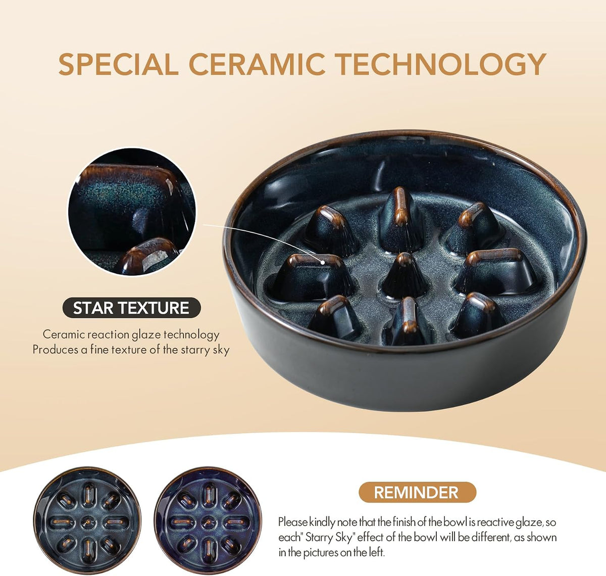 Raised Slow Feeder Dog Bowls, Elevated Dog Bowls Slow Feeder – Essentials for Dogs - 1 x Starry Sky - C / S- 6.1inch / 0.9 Cups - image 4