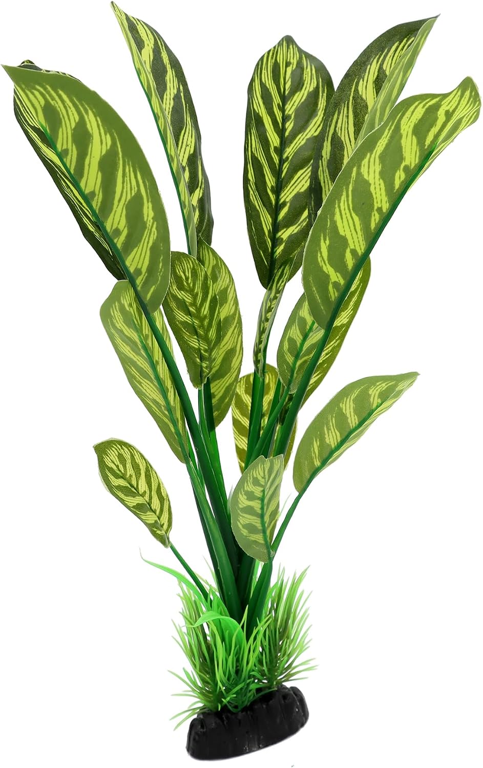 Silk Aquarium Plants, 12 Inch Artificial Silk Plants Decorations – Essentials for Fish - Green With Stripes / 2 Pack - image 3
