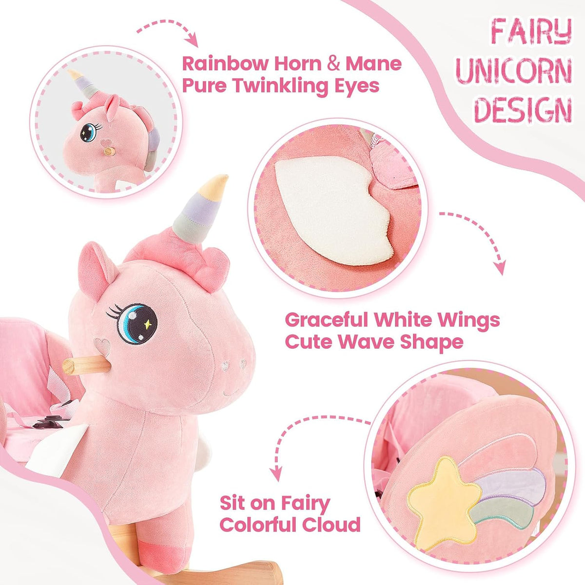 FUNLIO Unicorn Baby Rocking Horse - Beautiful Pink Unicorn - image 3