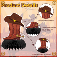 10 Pcs 80s Party Decorations, 1980s Table Honeycomb Centerpieces – Fun for Kids & Family - Cowboy Style - image 3