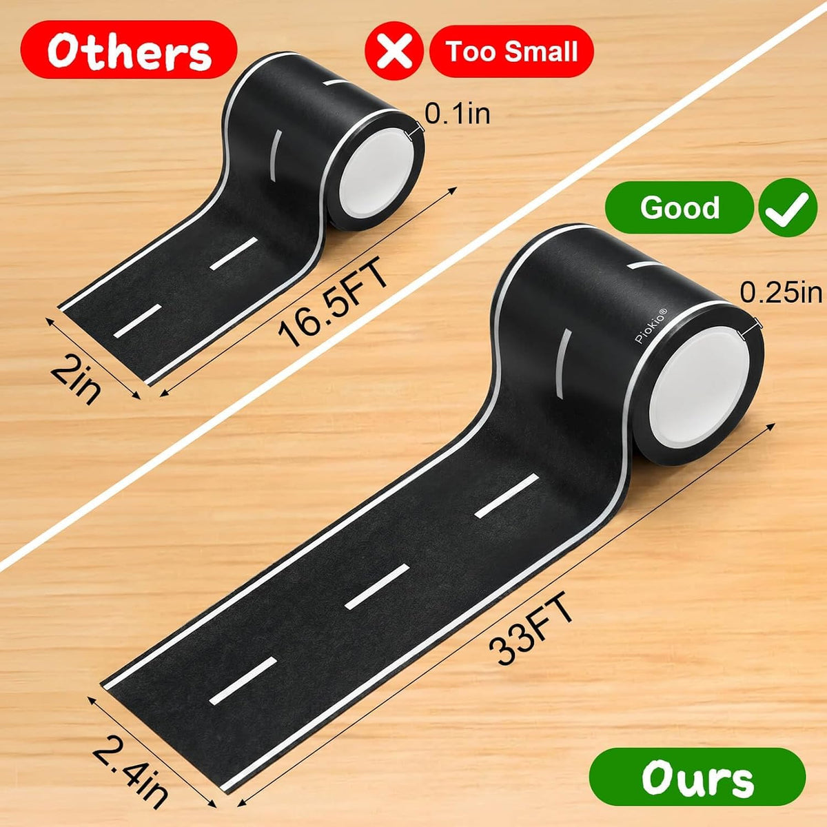 Piokio Road Tape for Kids, Race Car Party Decor - Piokio Road / 2 rolls - image 2