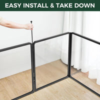 FXW AuraSpace Pro Acrylic & Wire Mesh Indoor Dog Playpen, 24" H - Black / 32"H / 4 Acrylic Panels + 3 Wire Panels + 1 Wire Gate - image 4