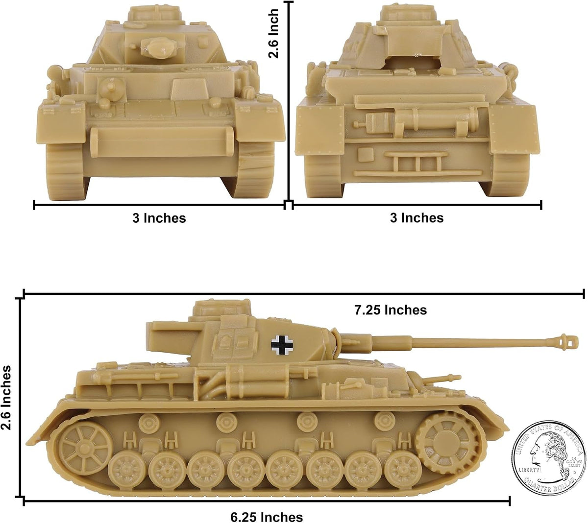 BMC Classic Toy Soldiers WW2 German Panzer IV tank in charcoal gray plastic - view 14