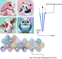 FQOVKYN 4 pack paint by number kit for kids with cute animal 8x8 canvases - view 10