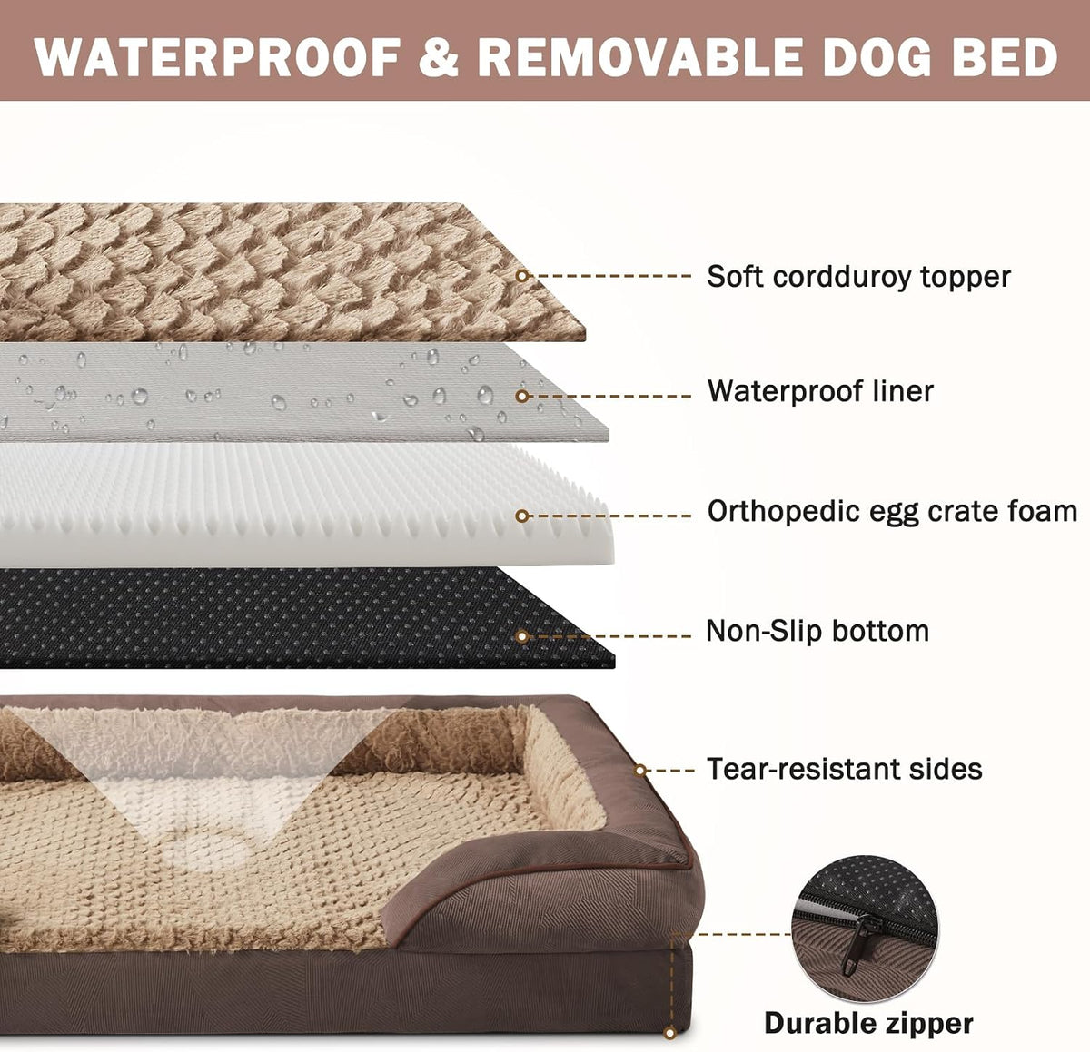 Orthopedic Dog Beds Large Sized - Dark Brown / L (35"x 25"x 6.5") - image 4