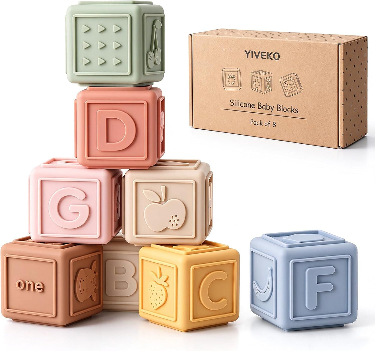 Baby Blocks Stacking for Babies Silicone Soft Building Blocks - Gentle
