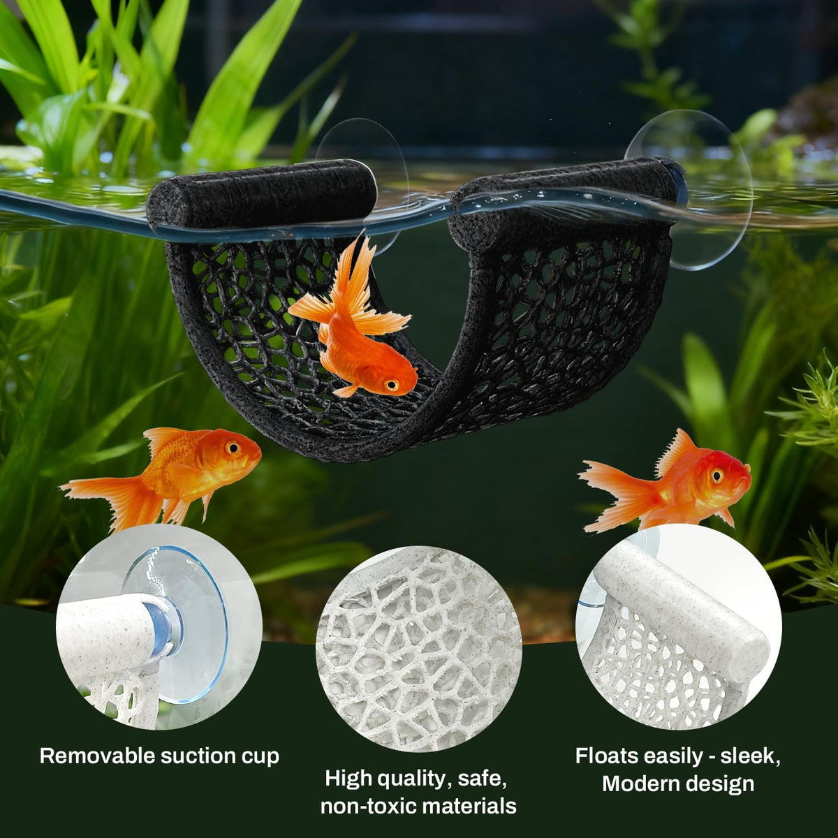 Betta Fish Hammock, White Floating Resting Leaf with Suction Cup - black - image 2