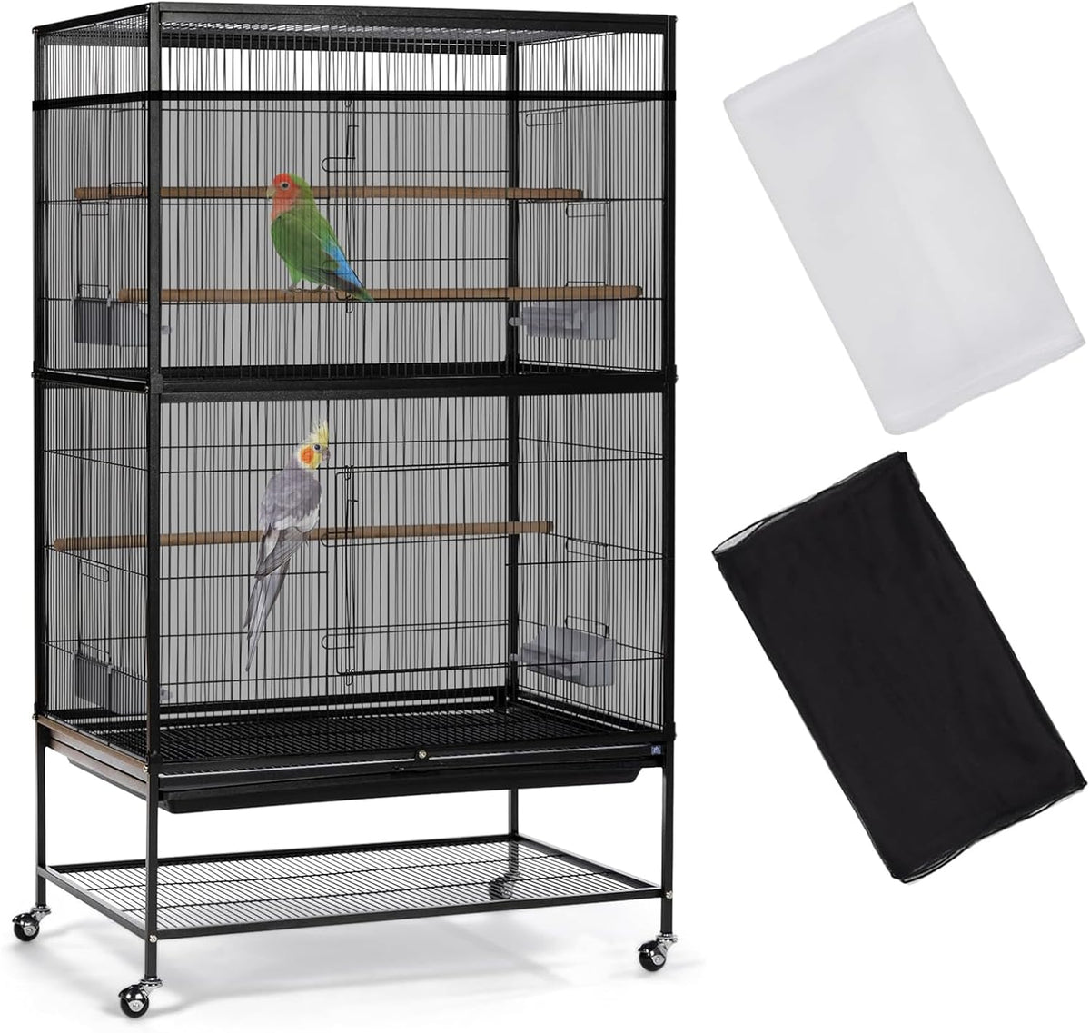 Large Bird Cage Seed Cather - Black & White